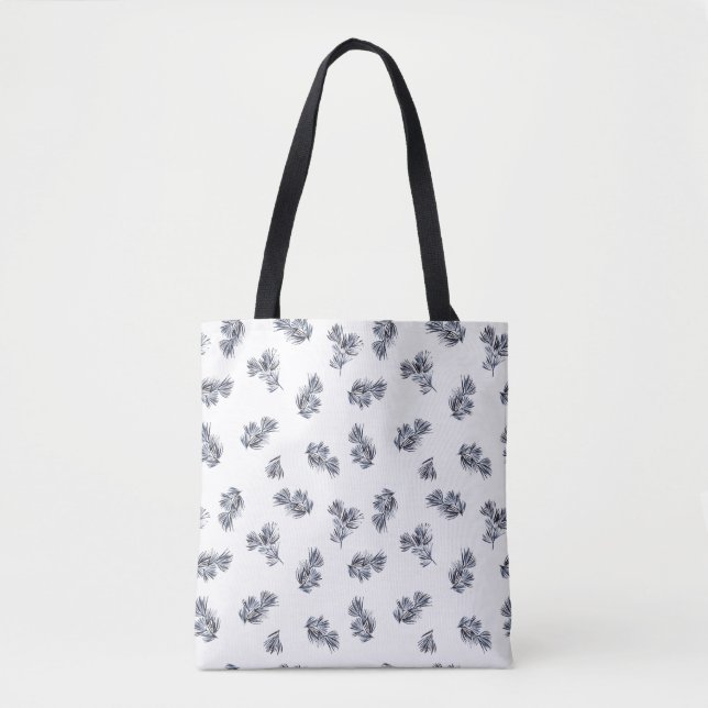 Blue Watercolor Sprig Pattern Tote Bag (Front)