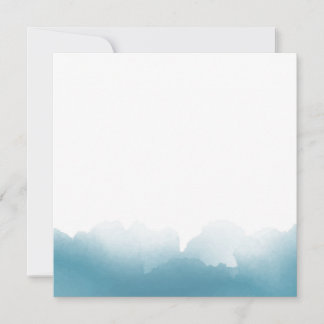 Blue Watercolor Square Wedding Invitation