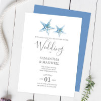 Blue Watercolor Starfish Beach Wedding