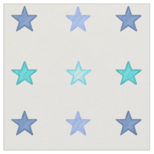 Blue watercolor stars fabric