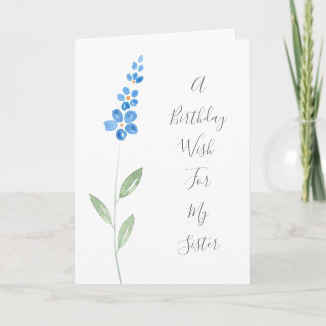  Blue Watercolor Stock Flower Card (Front)