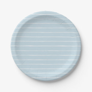 Blue Watercolor Stripe Paper Plate