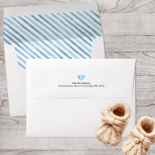 Blue Watercolor Striped Addressed Envelope