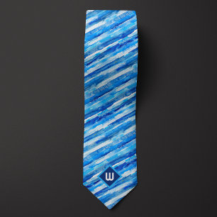 Blue Watercolor Striped Tie