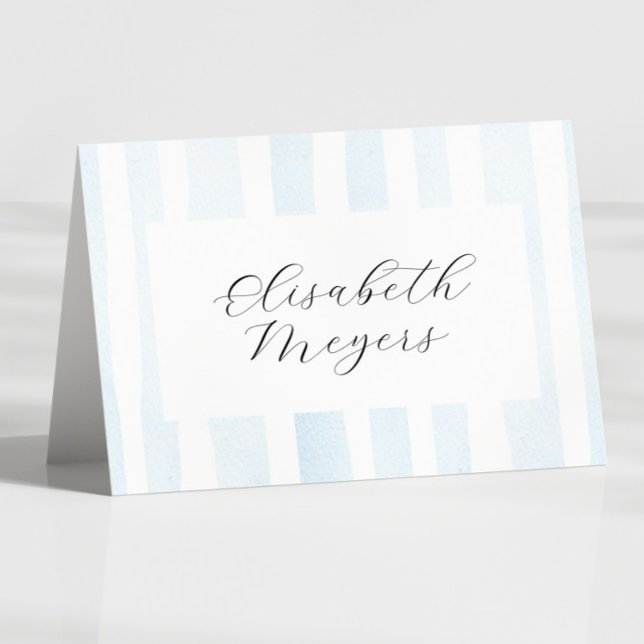 Blue Watercolor Stripes - Baptism Place Cards (Creator Uploaded)