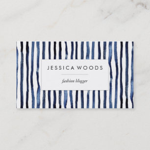 Blue Watercolor Stripes Business Card
