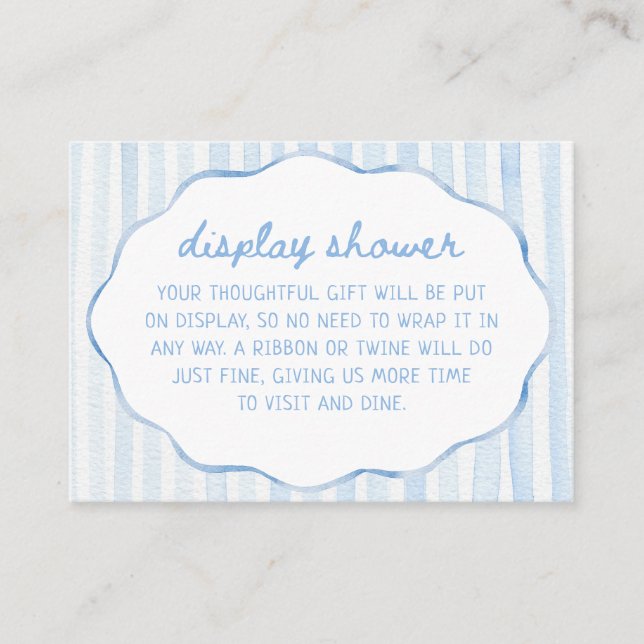 Blue Watercolor Stripes Display Shower Enclosure Card (Front)
