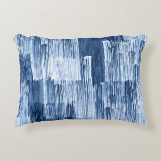 Blue Watercolor Stripes: Geometric Pattern Decorative Cushion