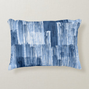 Blue Watercolor Stripes: Geometric Pattern Decorative Cushion