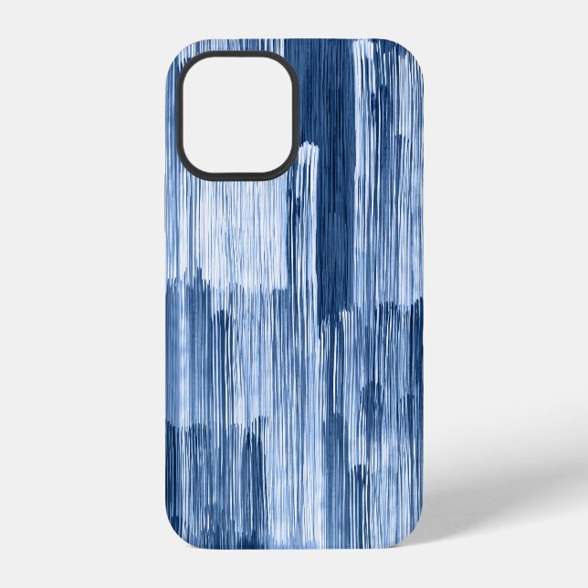 Blue Watercolor Stripes: Geometric Pattern iPhone Case (Back)