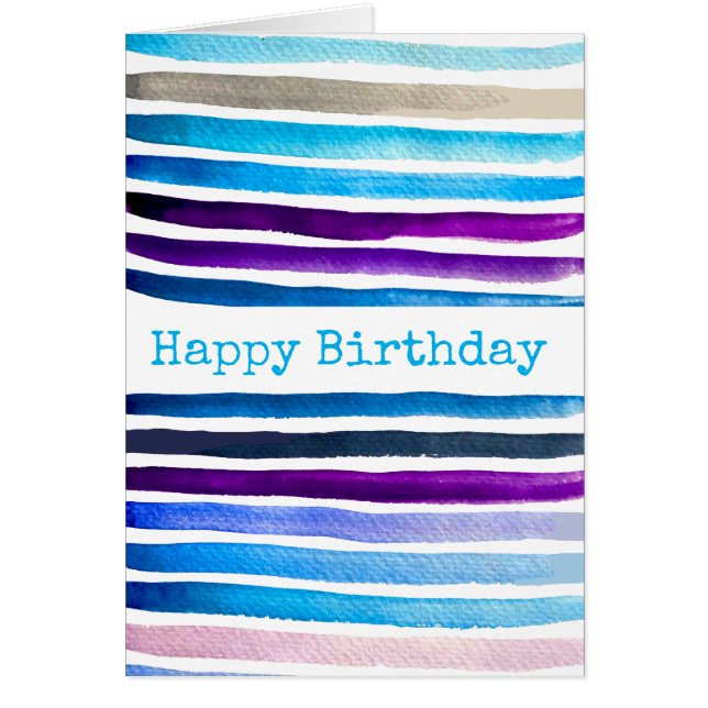 Blue watercolor stripes hand painted (Front)