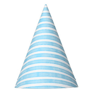 Blue Watercolor Stripes Party Hat