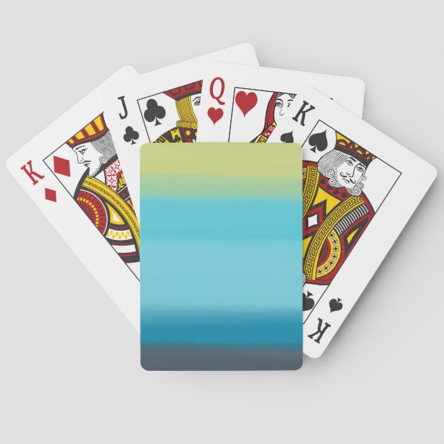 Blue Watercolor Stripes Playing Cards (Back)