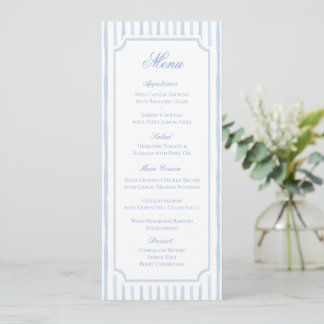 Blue Watercolor Stripes Wedding Menu