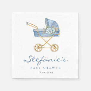 Blue Watercolor Stroller It's a Boy Baby Shower Napkin