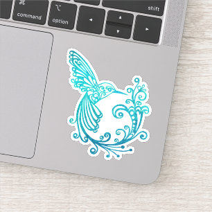 Blue Watercolor Stylised Hummingbird