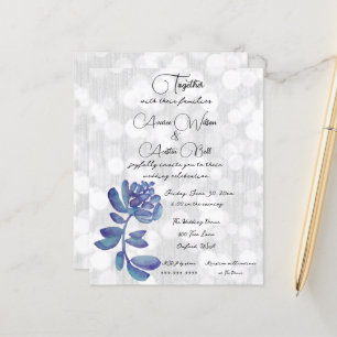 Blue Watercolor Succulent Minimalist