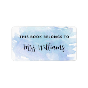 Blue Watercolor Teacher Book Belongs To Label