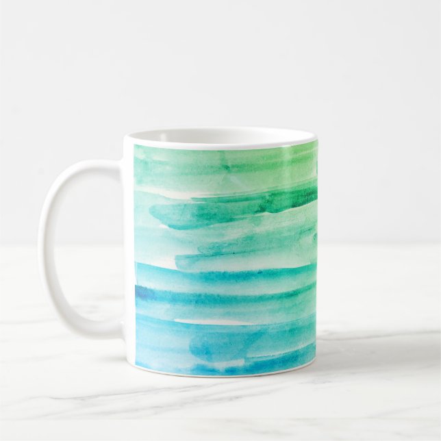 Blue Watercolor Texture Abstract Painting Coffee Mug (Left)