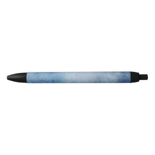 Blue Watercolor Texture Black Ink Pen