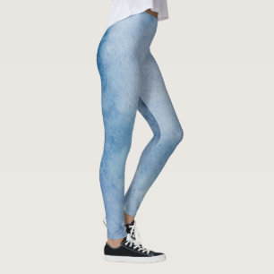 Blue Watercolor Texture Leggings
