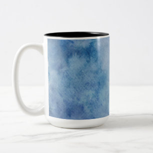 Blue Watercolor Texture Two-Tone Coffee Mug