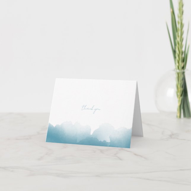 Blue Watercolor Thank You Card (Front)