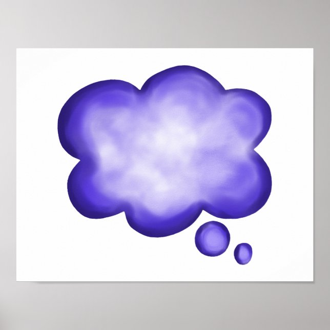 Blue Watercolor Thought Balloon Poster (Front)