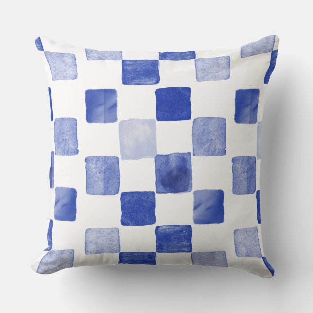 Blue Watercolor Throw Pillow (Front)