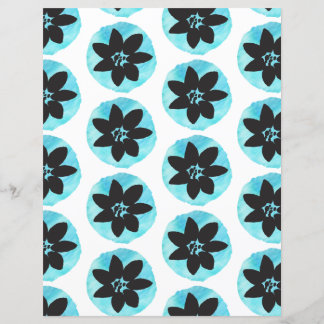 Blue Watercolor Tropical Flower Scrapbook Paper
