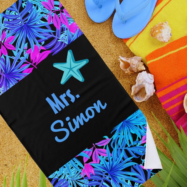 Blue Watercolor Tropical Hawaiian Beach Towel (Creator Uploaded)