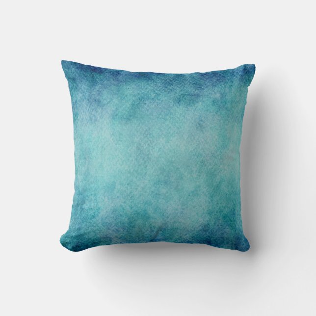 Blue Watercolor Turquoise Paper Background Cushion (Front)