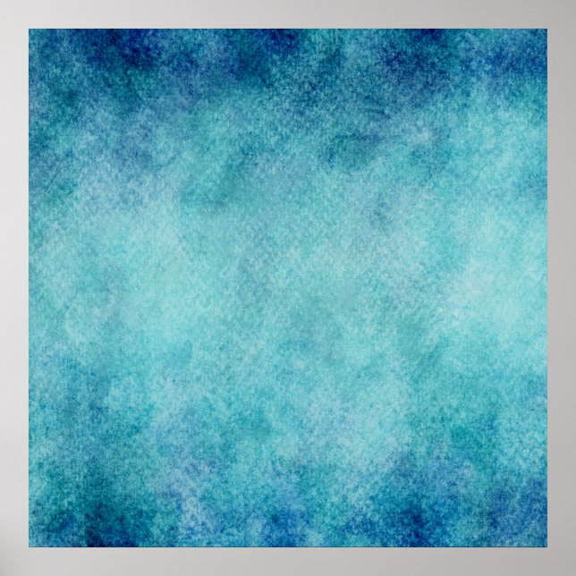 Blue Watercolor Turquoise Paper Background Poster (Front)