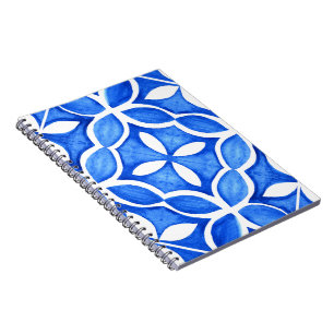 Blue Watercolor Tuscan Italian Tile Notebook