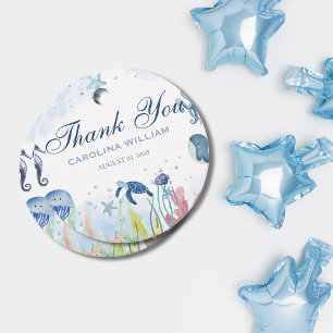 Blue Watercolor Under the sea baby shower Favour Tags