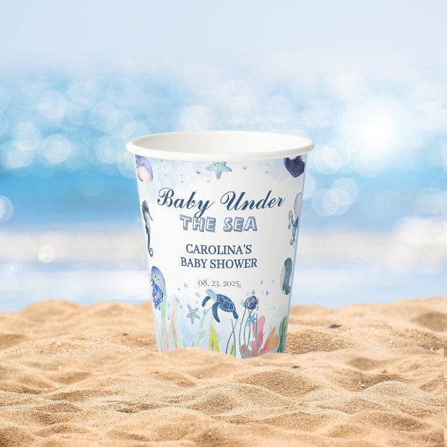 Blue watercolor under the sea baby shower paper cups (Creator Uploaded)