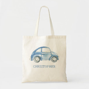 Blue Watercolor Vintage Retro Buggy Bug Car Tote Bag