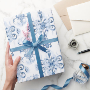 Blue Watercolor Vintage Wrapping Paper