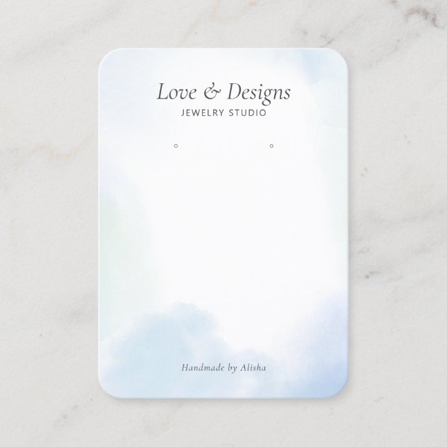 Blue Watercolor Wash Earring Jewellery Display Business Card (Front)