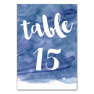 Blue Watercolor Wash Table Number