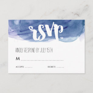 Blue Watercolor Wash Wedding RSVP Response