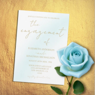 Blue Watercolor Wave Engagement Party Invitation