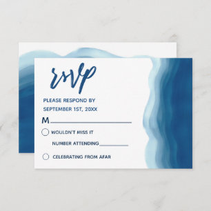 Blue Watercolor Wave   RSVP Cards