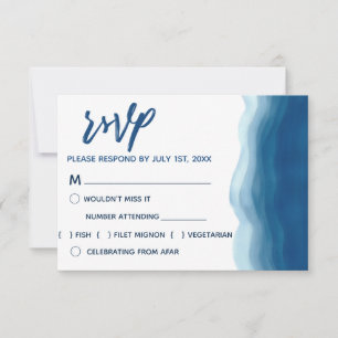 Blue Watercolor Wave RSVP Cards