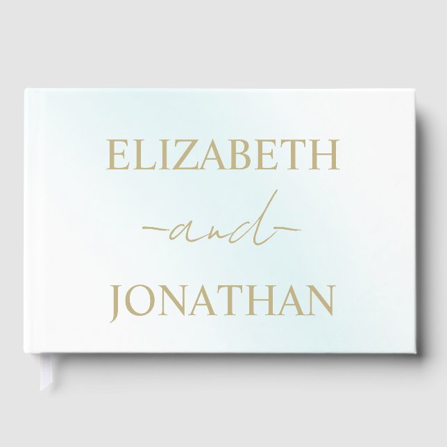 Blue Watercolor Wave Wedding Guest Book (Front)