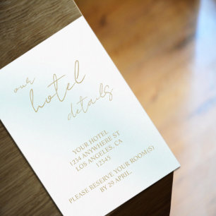 Blue Watercolor Wave Wedding Hotel Enclosure Card