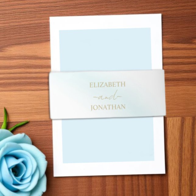 Blue Watercolor Wave Wedding Invitation Belly Band (Creator Uploaded)