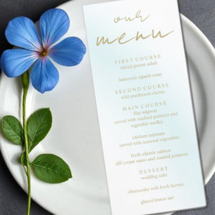 Blue Watercolor Wave Wedding Menu