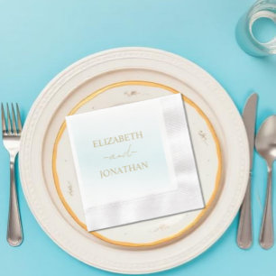 Blue Watercolor Wave Wedding Napkin