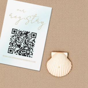 Blue Watercolor Wave Wedding Registry Enclosure Card
